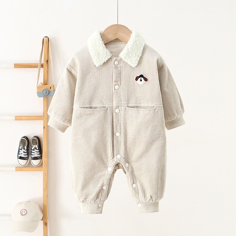 Baby Cartoon Corduroy Fleece Romper