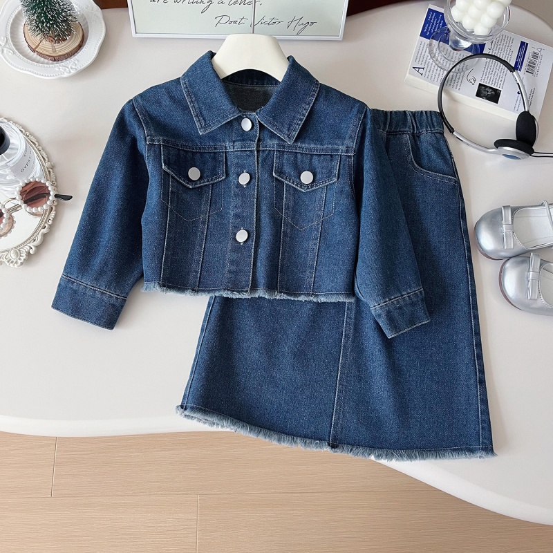 Baby Toddler Girl Denim Skirt 2-Piece Set