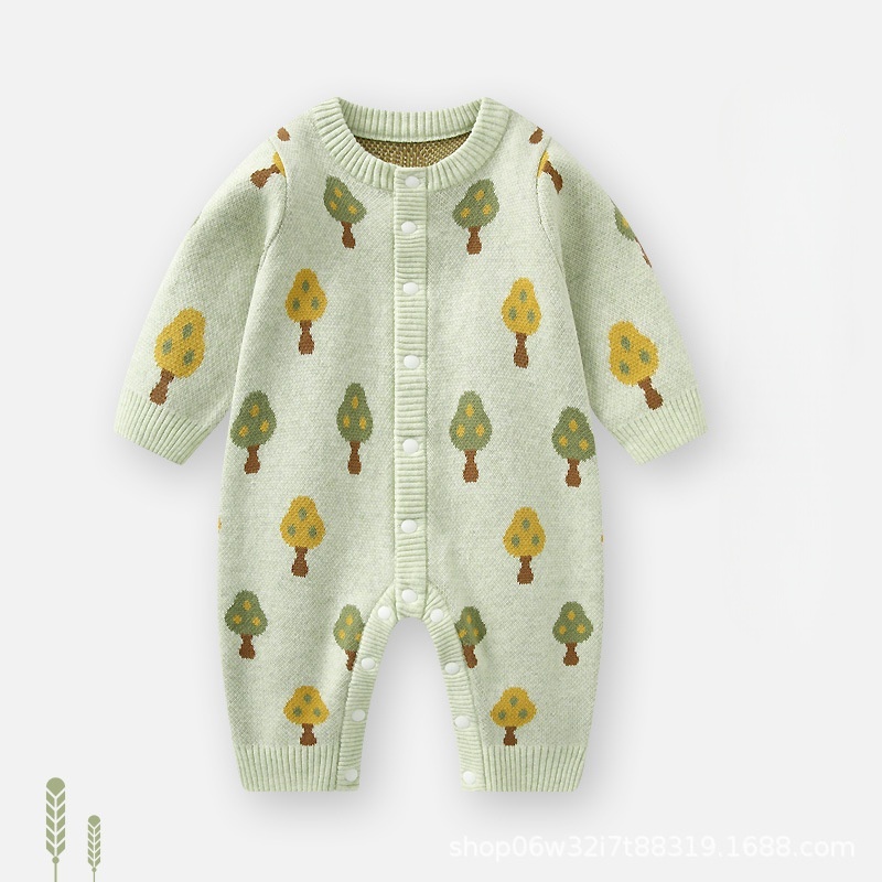 Baby Small Tree Print Knitted Cardigan Romper