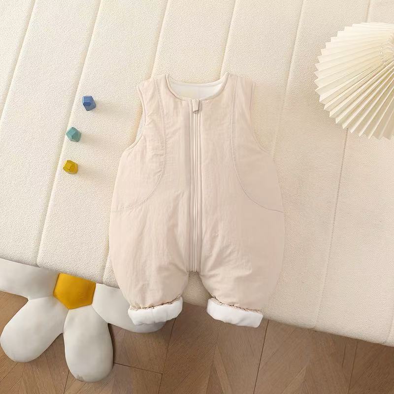 Baby Solid Color Zipper Warm Onesie