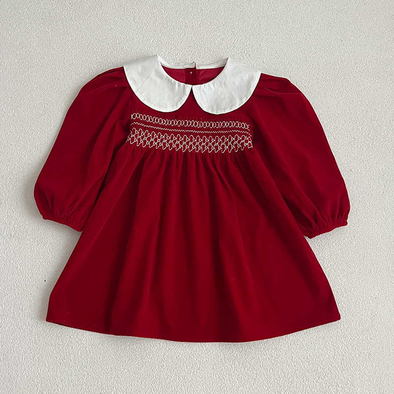 DailyBebe Kids Christmas Lapel Collar Dress