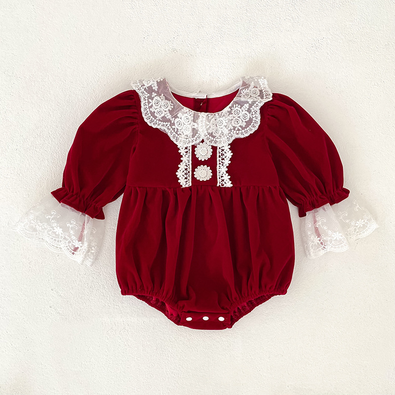 DailyBebe Baby Christmas Lace Trim Onesie