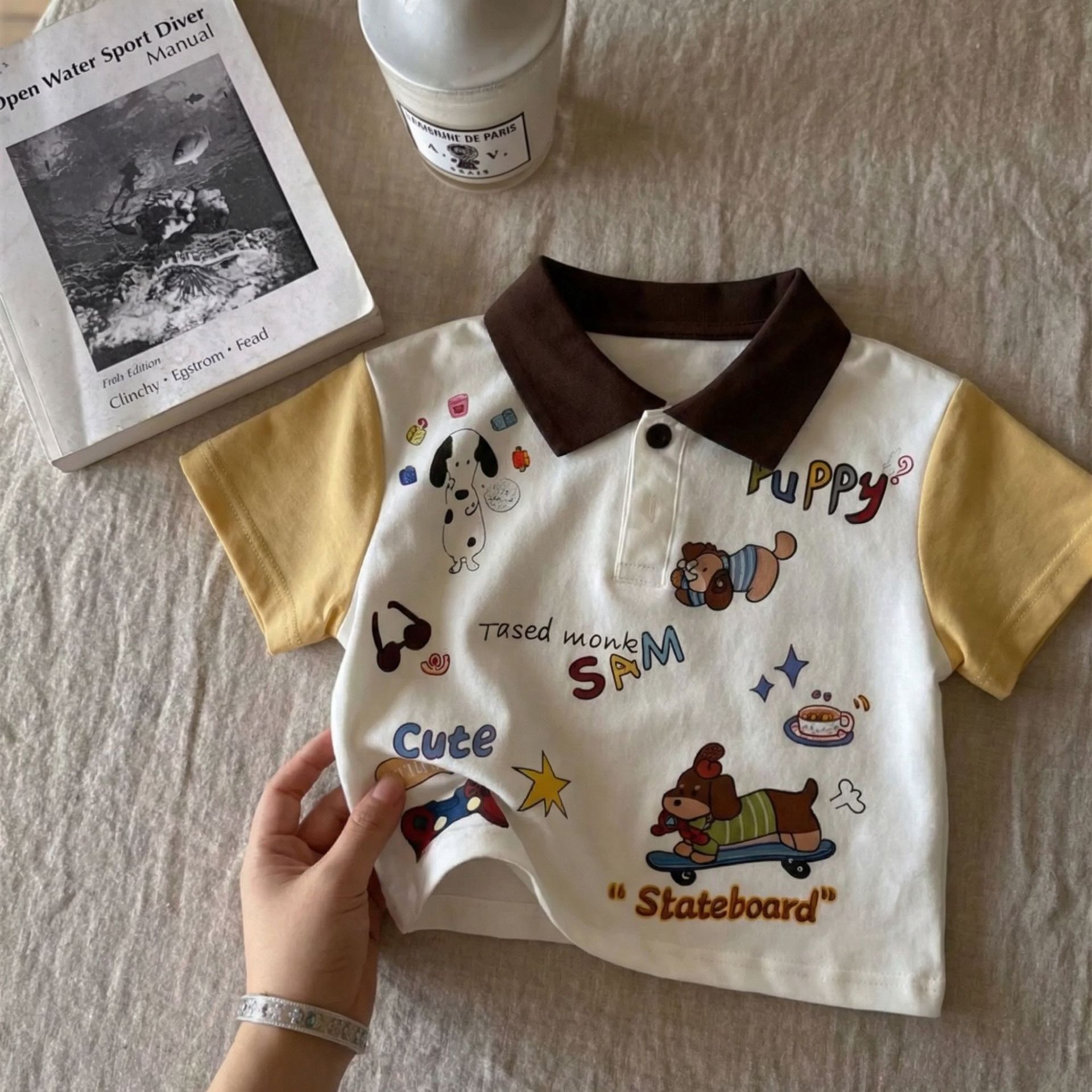 Baby& Kid Cartoon Print Dog Polo T-shirt