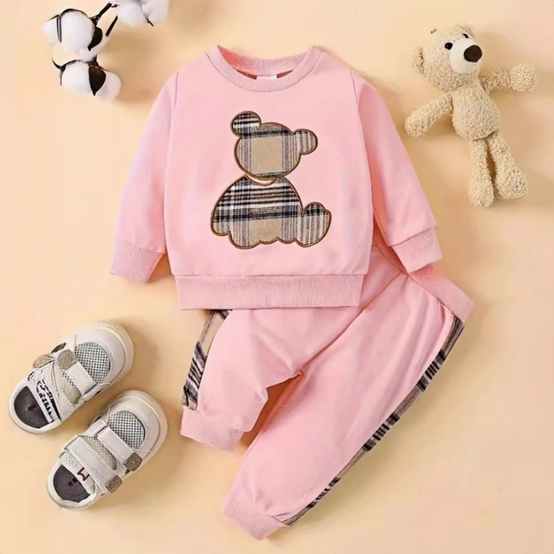 2-Piece Baby Plaid Bear Sweater Set