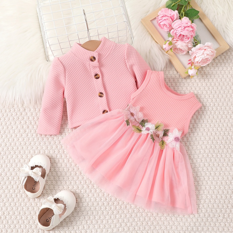 2-Piece Baby Toddler Girl Floral Dress Coat