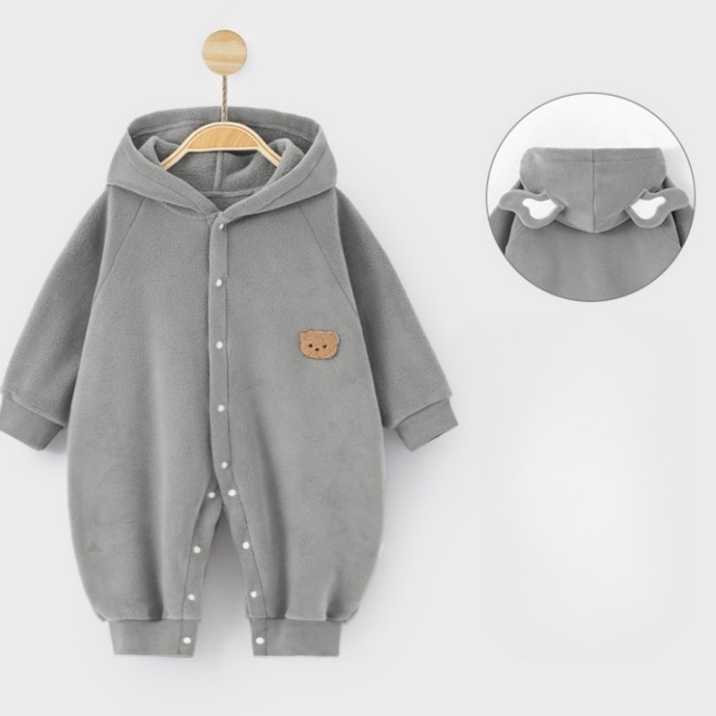 Baby Newborn Warm Bear Hooded Romper