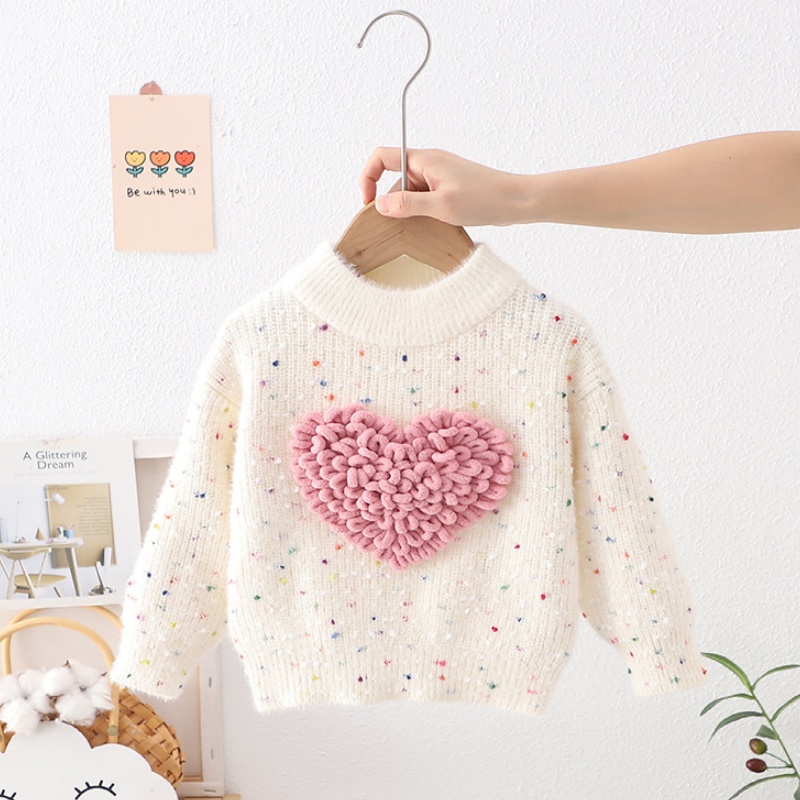 3D Heart Baby Toddler Girl Sweater