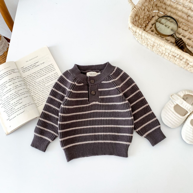 Baby Striped Sweater Overalls Set