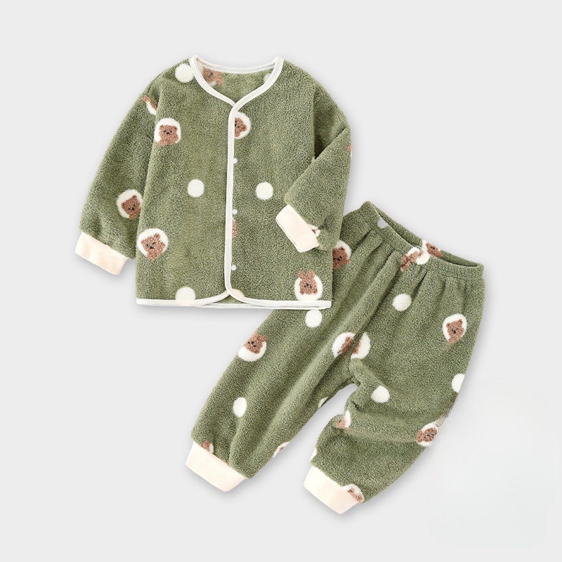 Baby Wool Lamb Padded Cardigan Two Piece Set