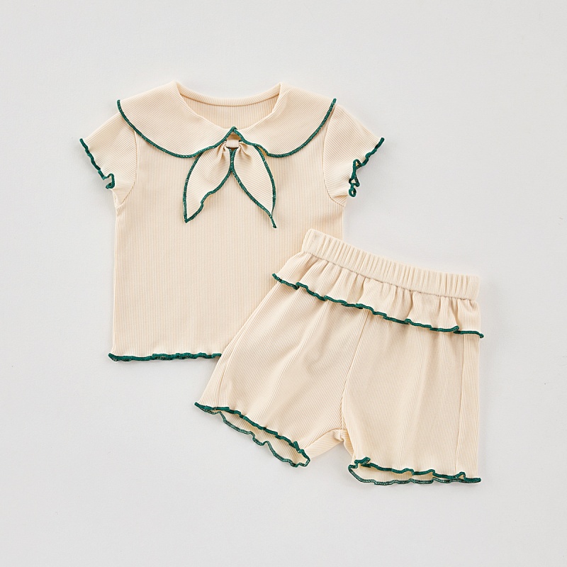 Baby Girl Bow Tie Stretch Shorts 2-Piece Set