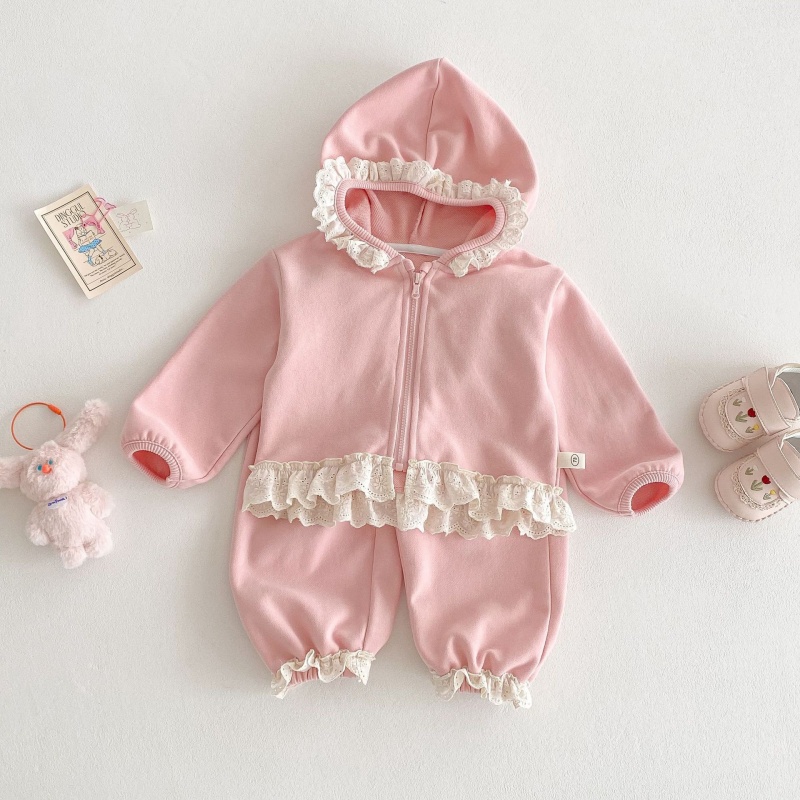 Baby Toddler Girl Lace Patchwork Jacket Pant Set