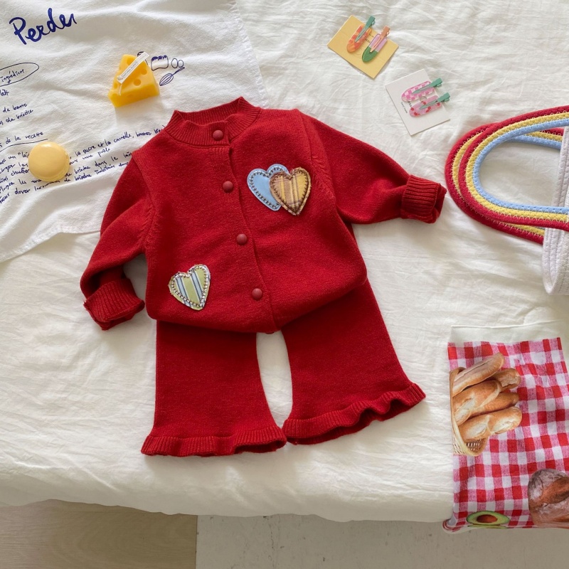 2-Piece Baby Girl Knitted Bell-Bottom Pants Set