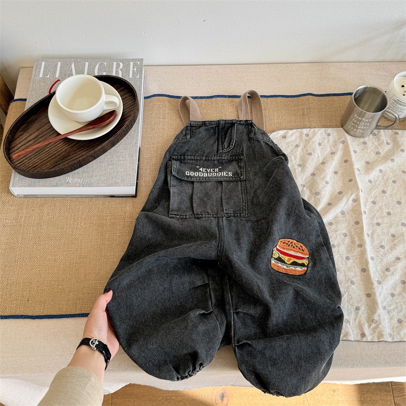 Baby Toddler Hamburger Print Denim Overall