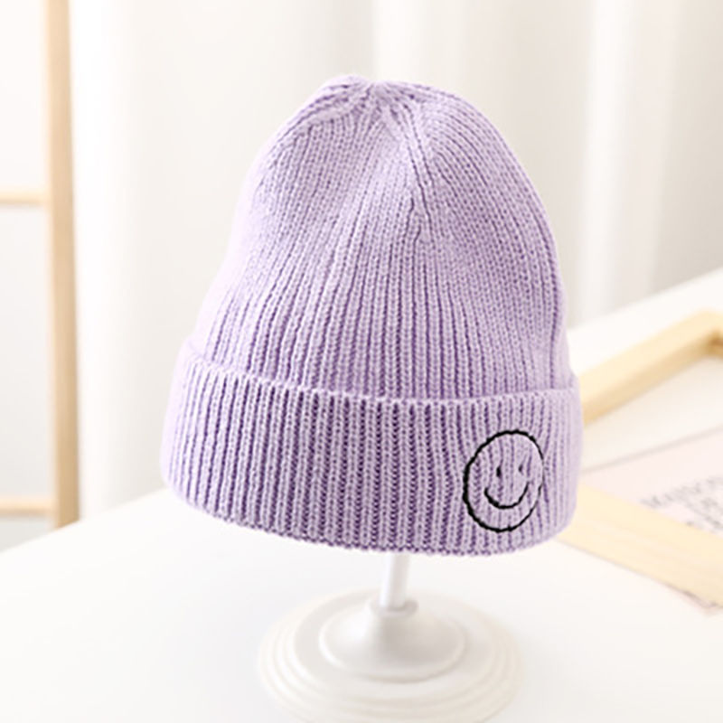 Baby Solid Color Smiley Knit Hat
