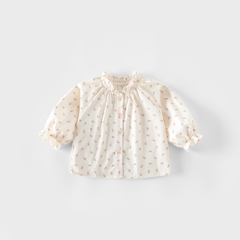 Baby Toddler Printed Shirt & Cherry Print Denim Overalls