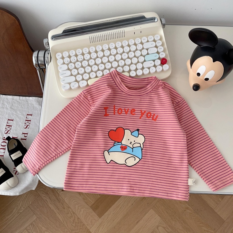 I LOVE YOU Baby Toddler Letter Print Striped T-Shirt Top