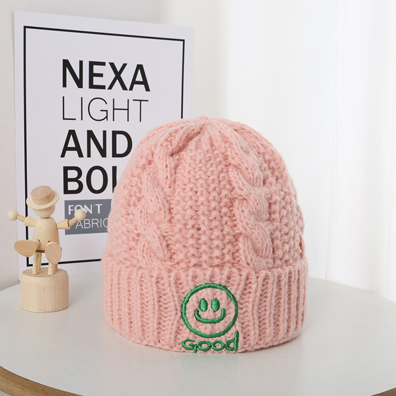 Baby Smiley Solid Color Warm Wool Hat