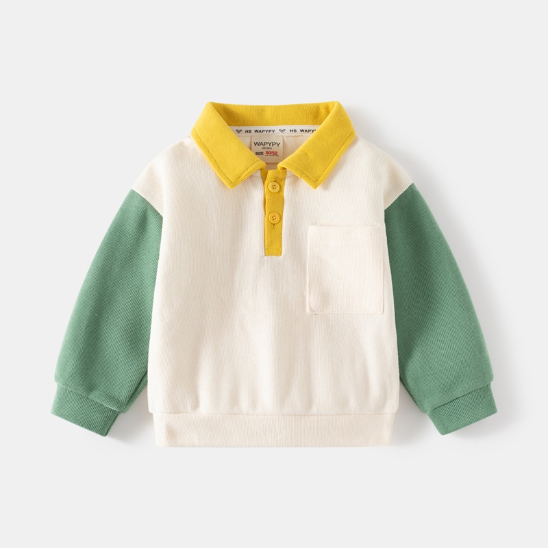Baby Color Block Polo Neck Sweatshirt
