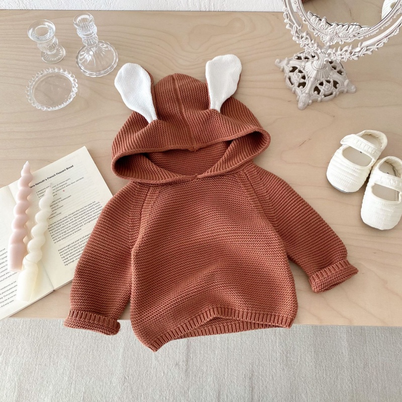 Baby Toddler Rabbit Ear Hooded Knitted Top