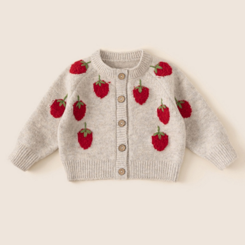 Toddler Girls Cute Strawberry Cardigan Sweater