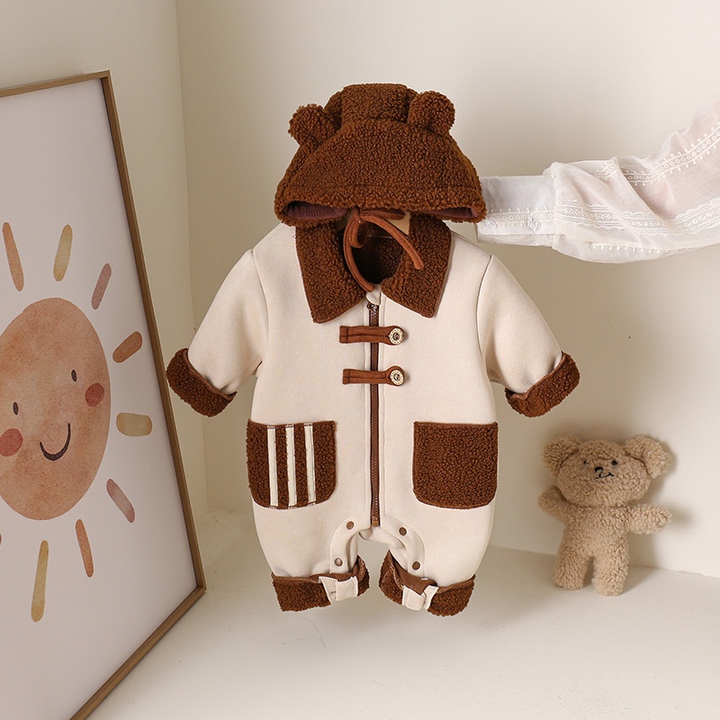 2-Piece Baby Fleece Hat Romper