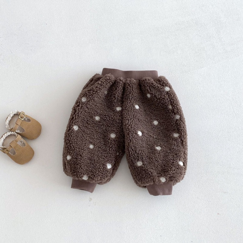 Baby Toddler Fleece-Lined Polka Dot Shearling Pants