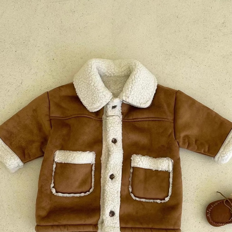 Baby kids' patchwork lambswool outerwear