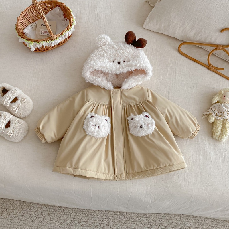 Baby Kids' Girl Fuzzy Cat Outerwear
