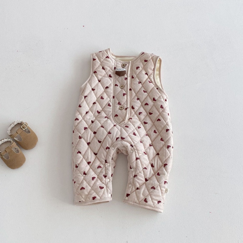 Baby Heart Print Tank Top Thickened Romper
