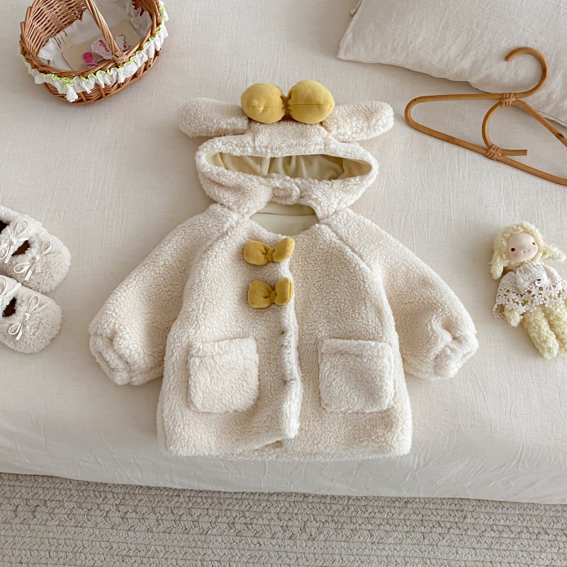 Baby & Kids' Girls' Bow-Tie Lambswool Outerwear