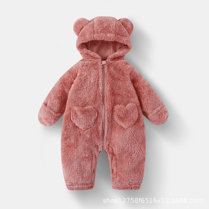 Baby Newborn Bear Plush Zipper Romper