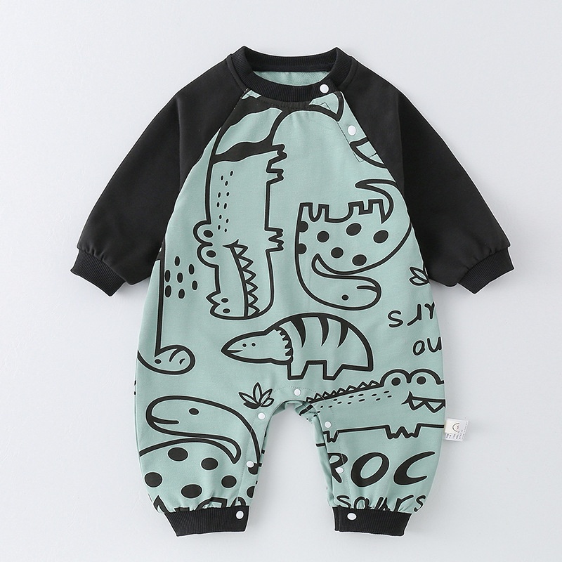 Baby Toddler Crocodile Print Color-Block Romper