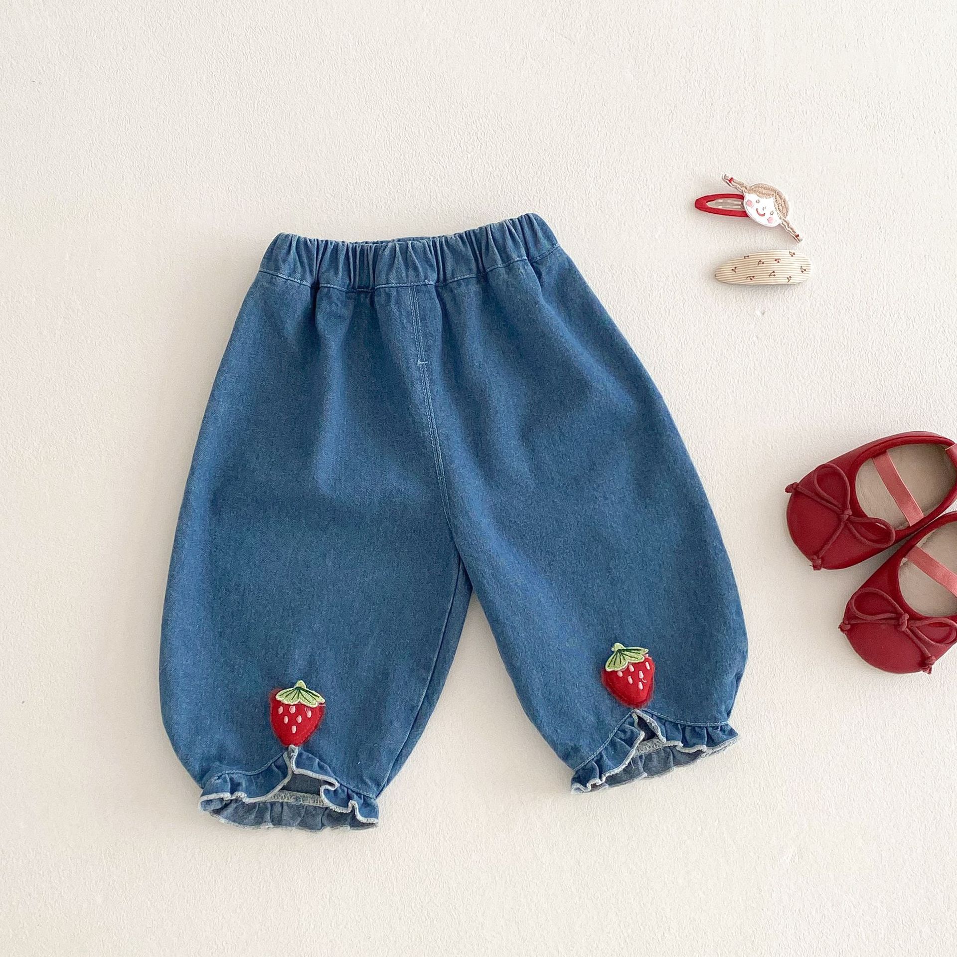 Toddler Baby Girl Strawberry Denim Jogger Pants