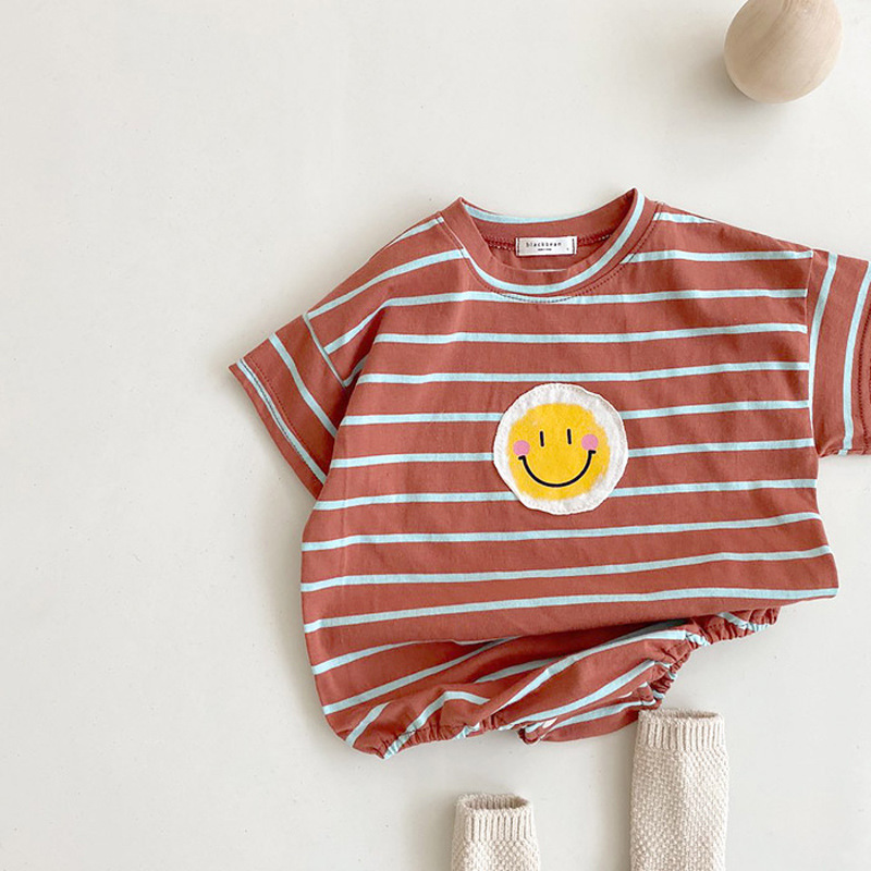 Baby Smiley-Face Striped Romper