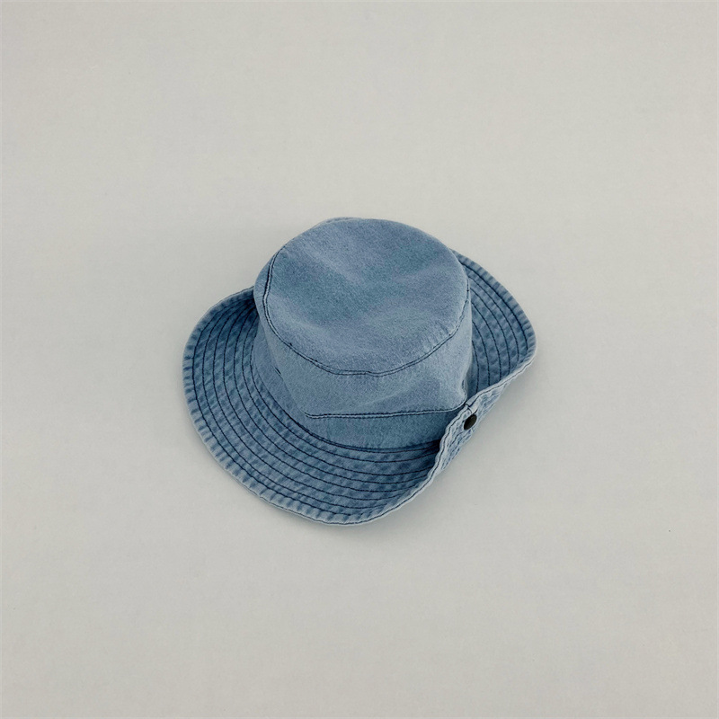 Baby Toddler Turn-up Solid Color Denim Bucket Hat