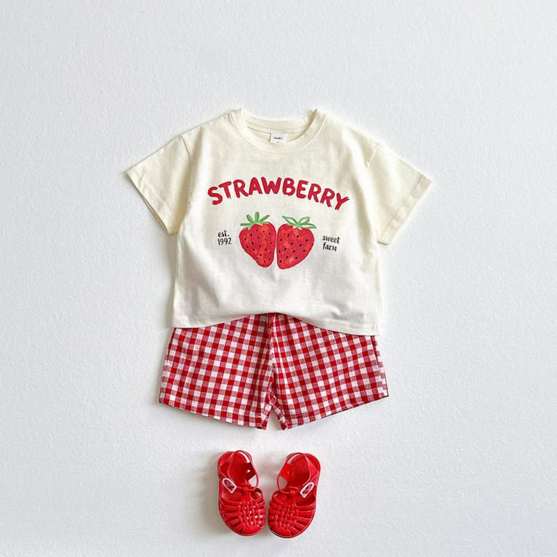 Kids Fruit Pattern Top and Checkerboard Pants Set