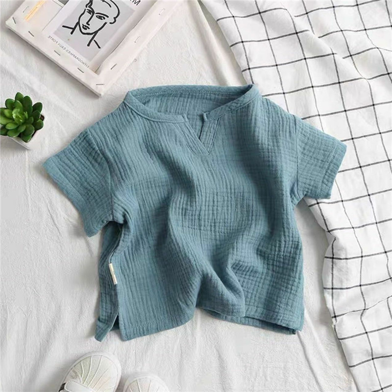 Kids Solid Color Folds V-neck Top