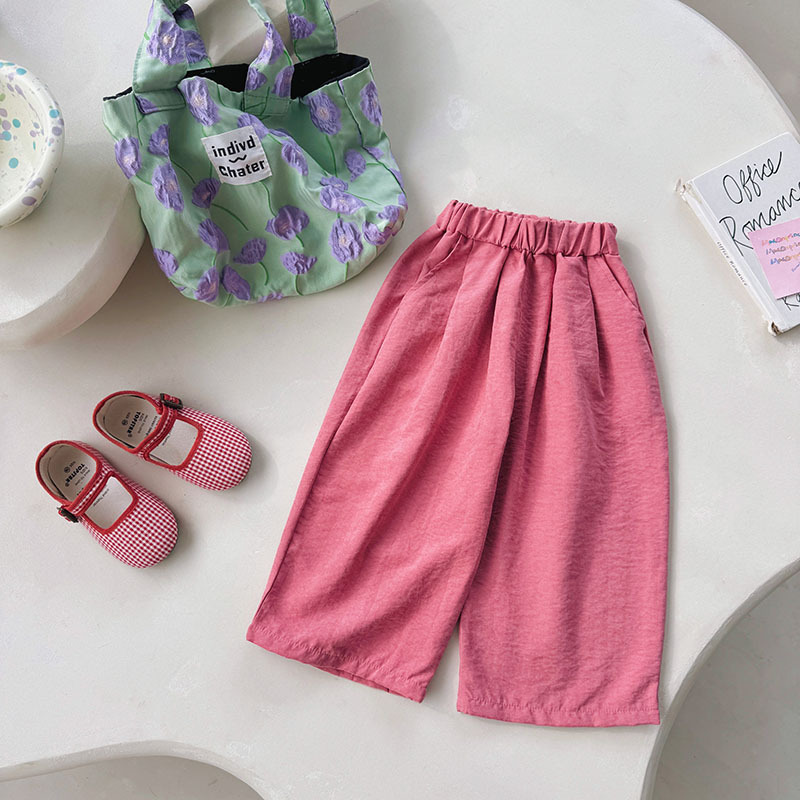 Kids Solid Color Wide Leg Pants