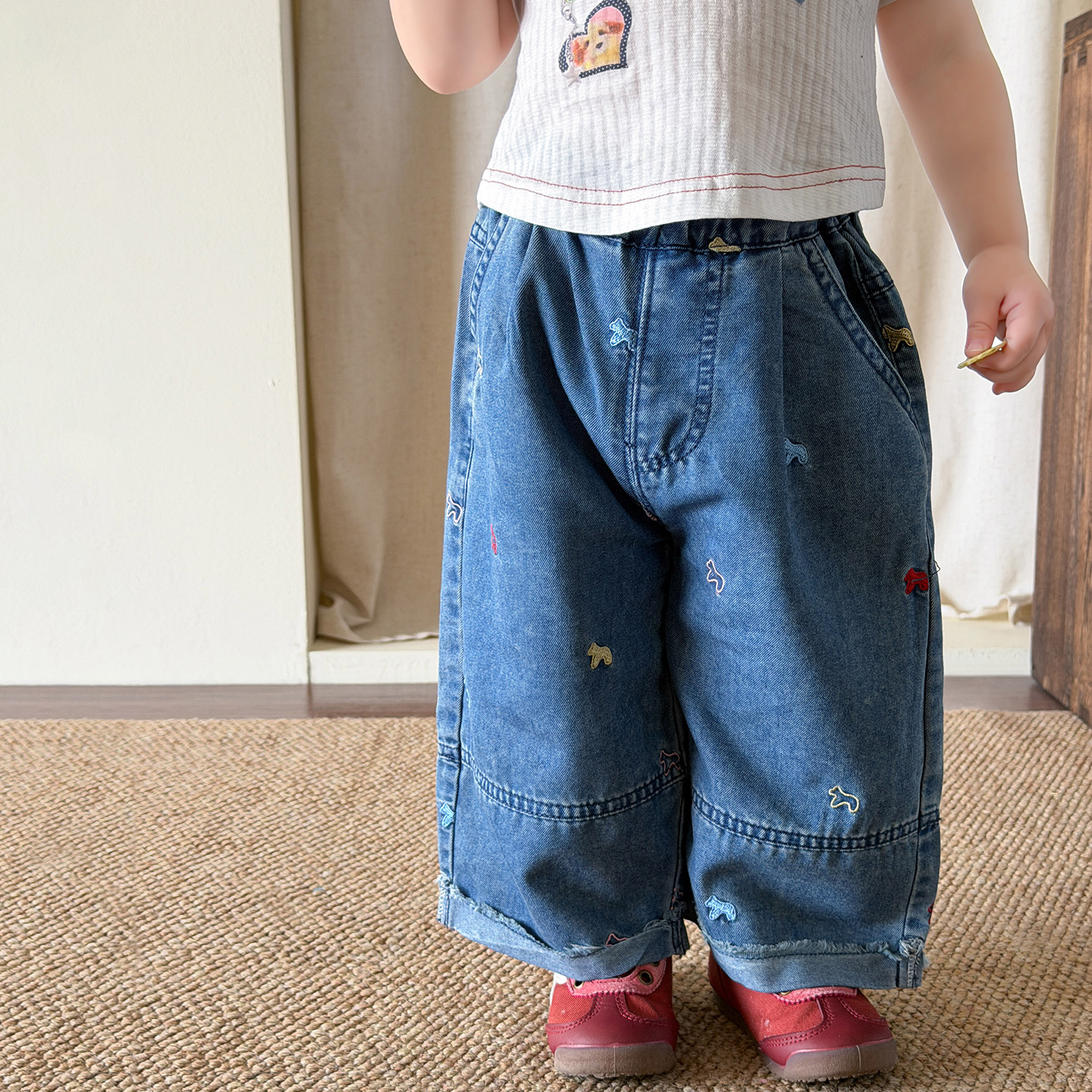 Baby& Kid Pony Embroidered Jeans