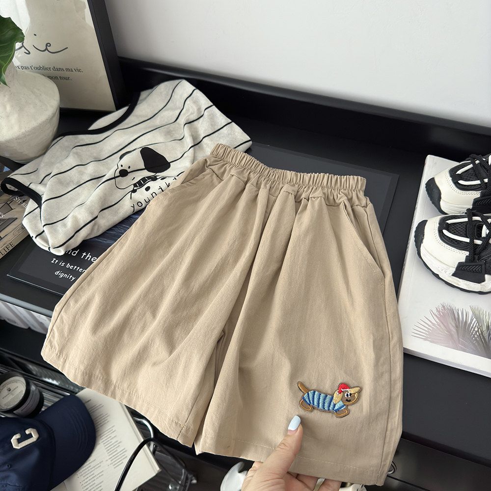 Kids Embroidered Dog Shorts