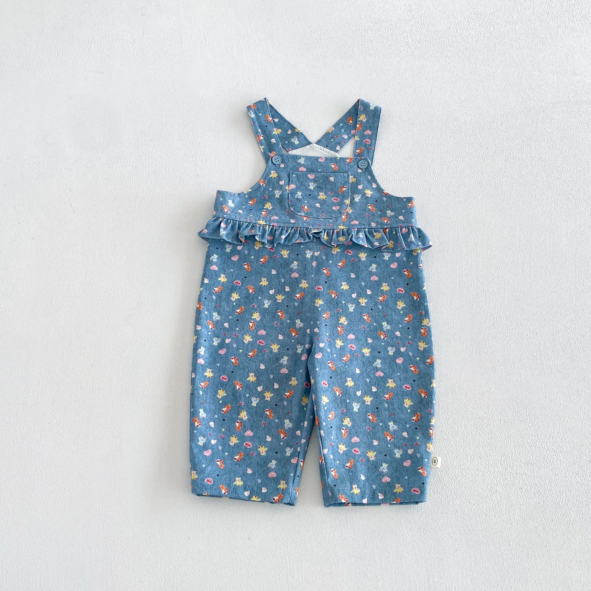 Kids Lace Cartoon Print Overalls