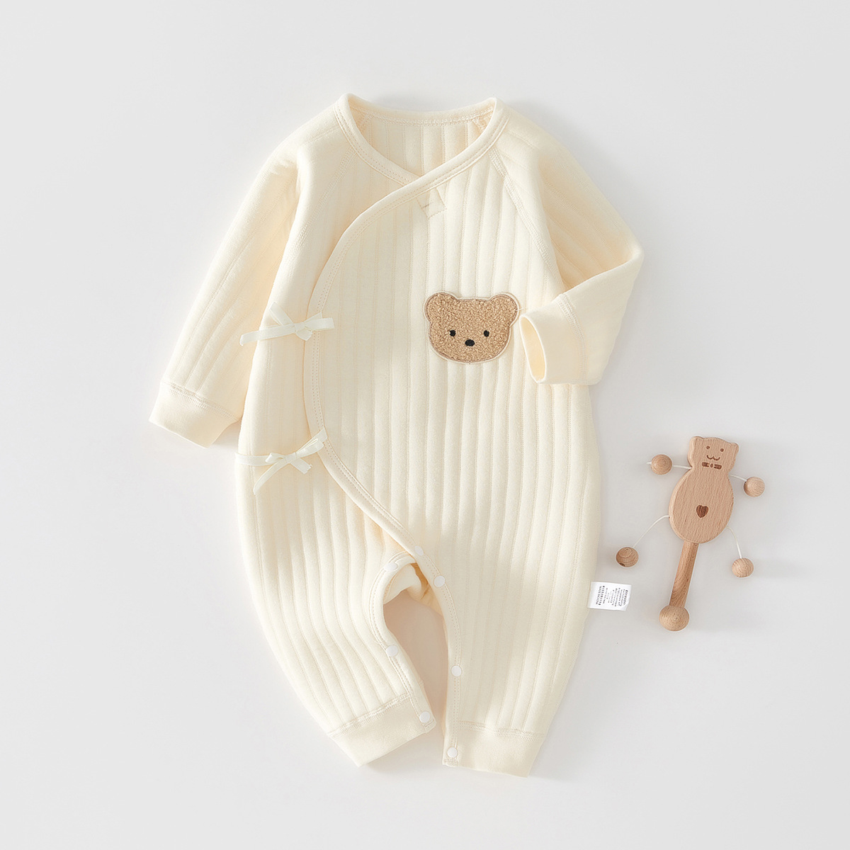 Bear Embroidered  Baby Newborn Warm Romper