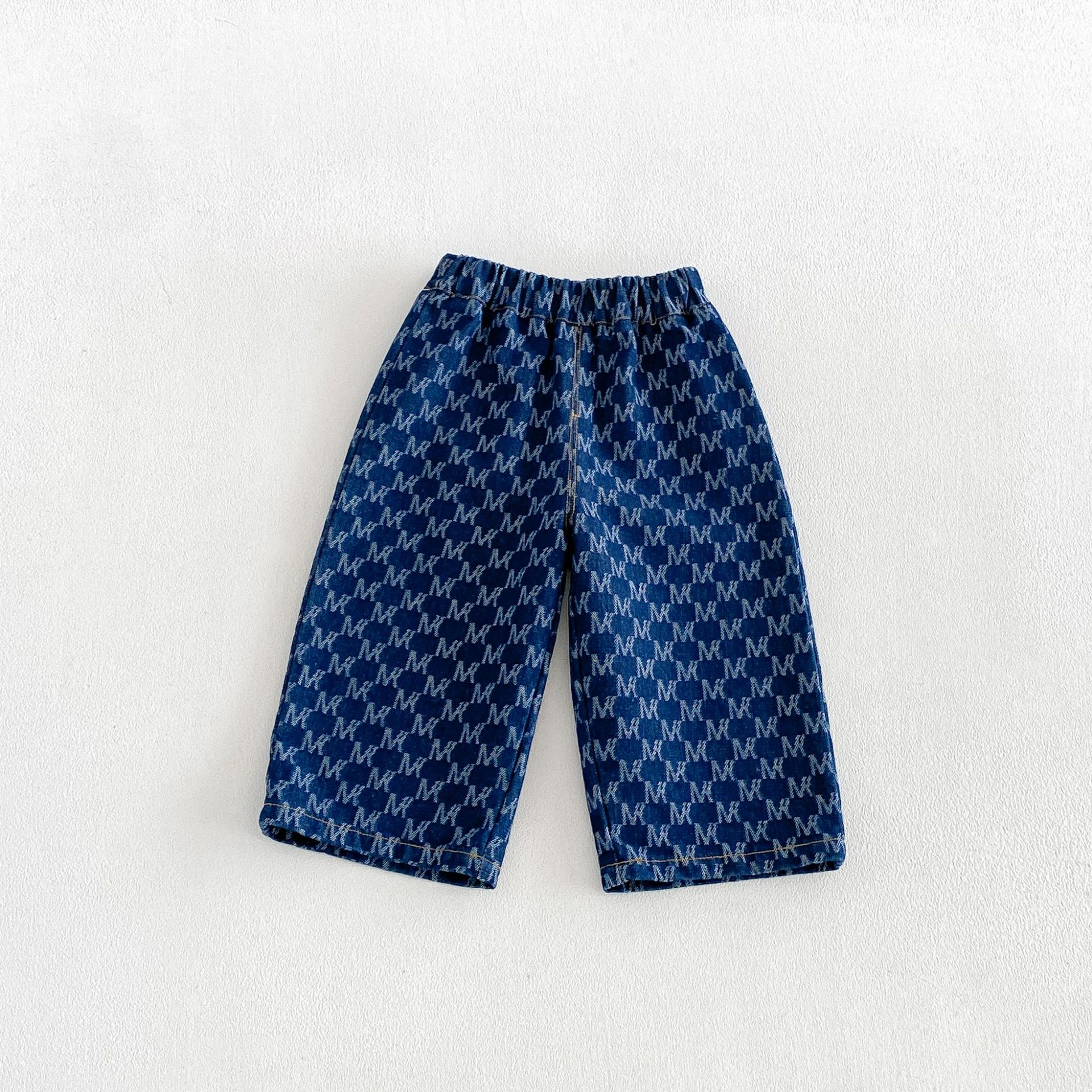 Kids Striped Letters Denim Pants