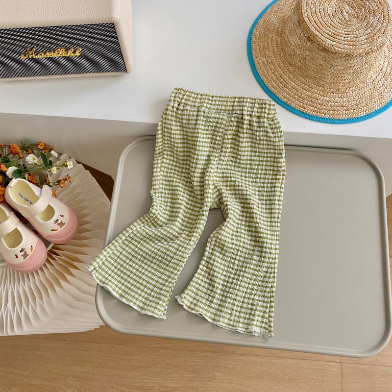 Kids Striped Pleats Slightly Flared Pants
