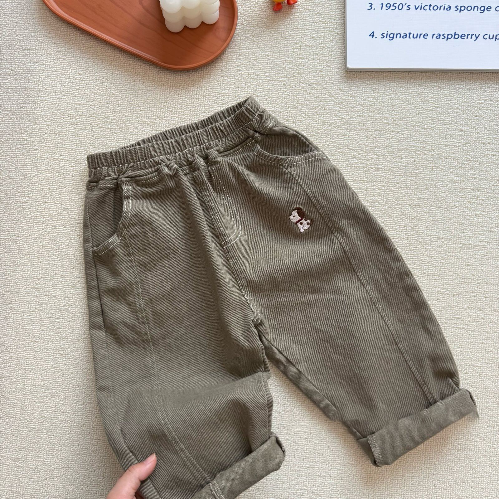 Kids Embroidered Puppy Pants