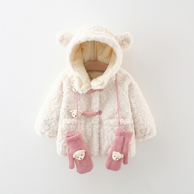 Rabbit Ear Baby Toddler Girls Hairy Outerwear (including gloves)