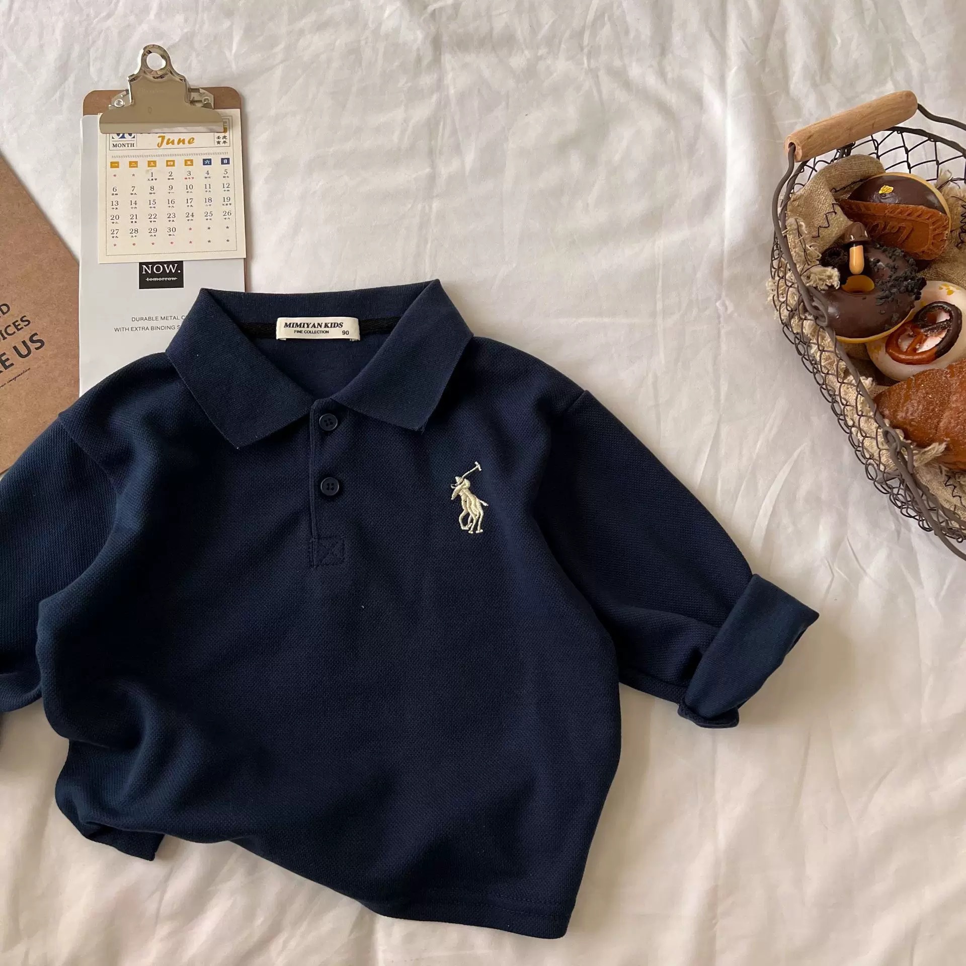 Kids Embroidery Lapel Collar T-shirt