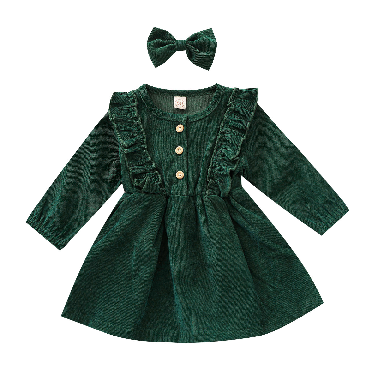 DailyBebe Kids Solid Color Corduroy Dress