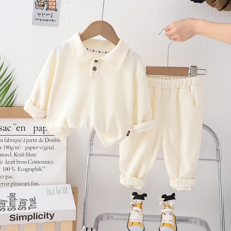 2-Piece Baby Toddler Waffle Sweatshirt Set