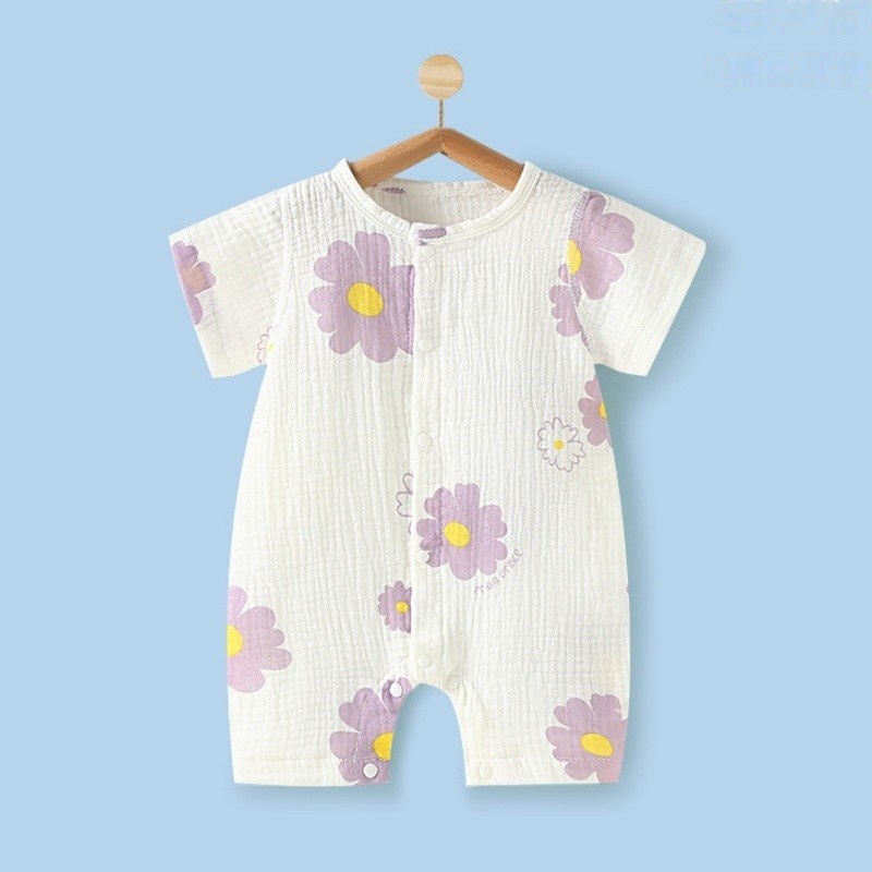 Baby Newborn Multicolor Floral Gauze Romper